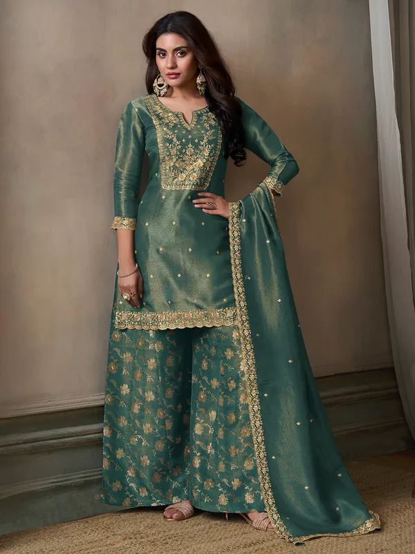 Stunning light green palazzo salwar suit