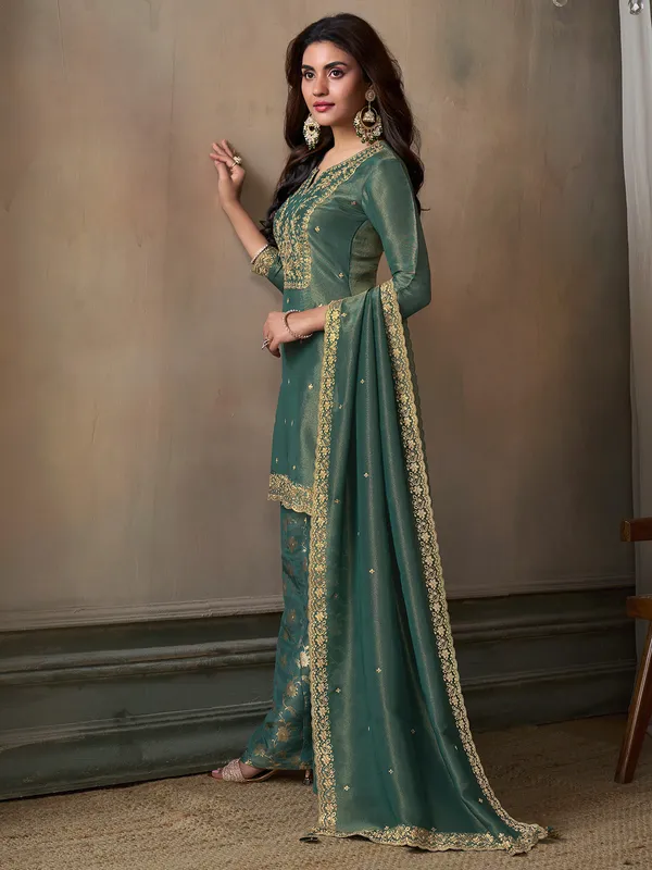 Stunning light green palazzo salwar suit