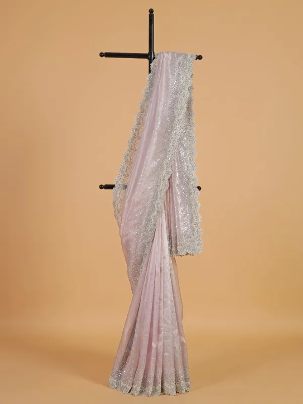 Stunning light pink organza saree