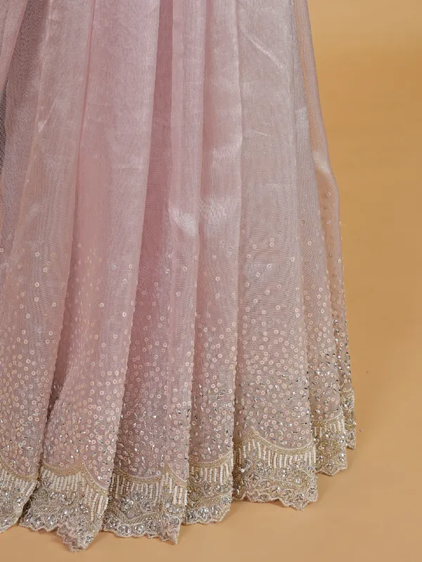 Stunning light pink organza saree