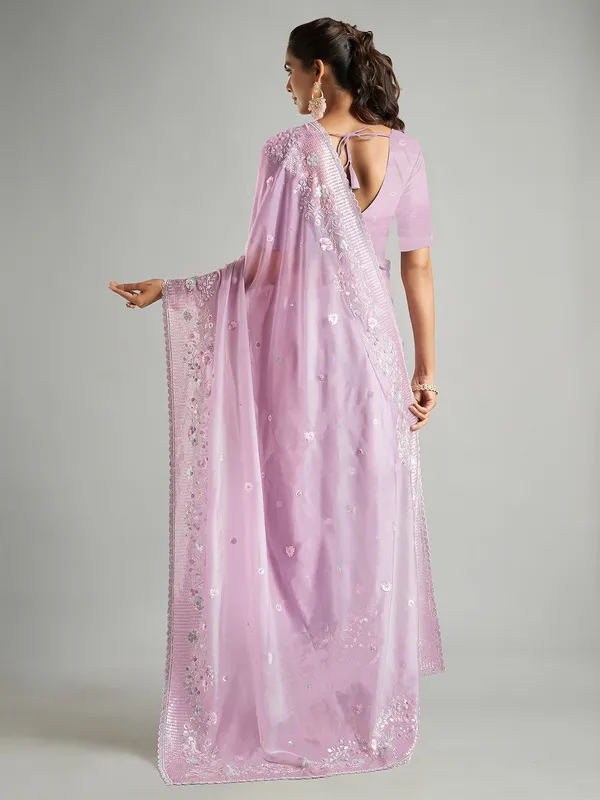 Stunning light purple organza saree