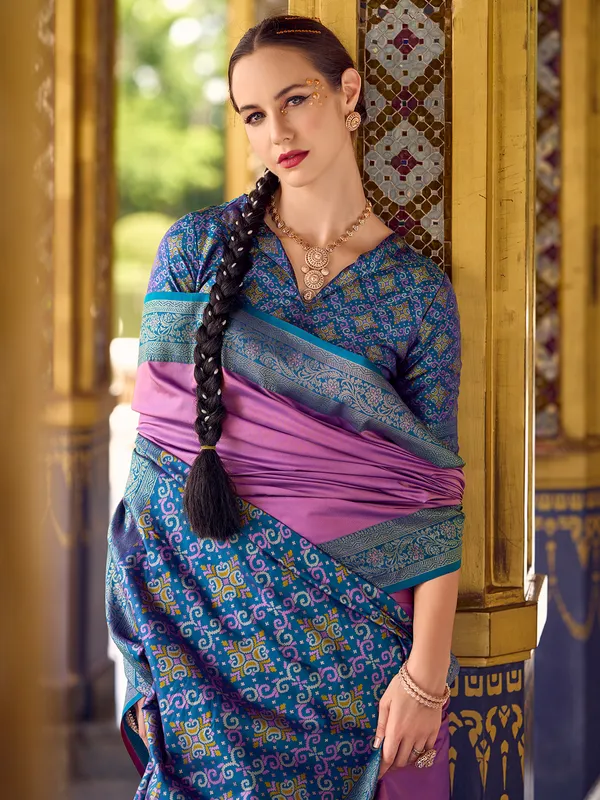 Stunning light purple saree for festive