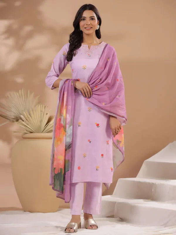 Stunning lilac purple cotton kurti set
