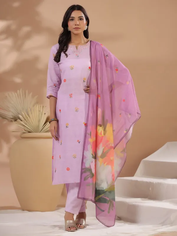 Stunning lilac purple cotton kurti set