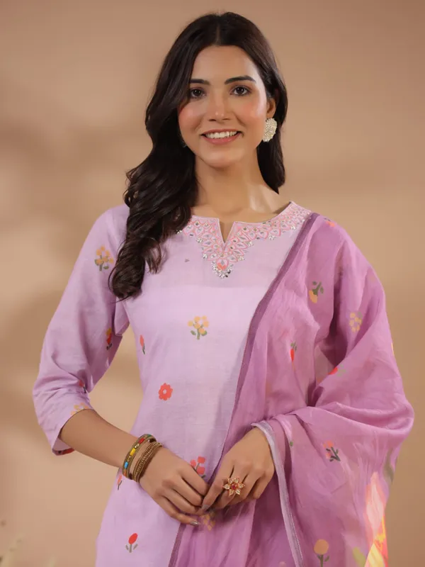 Stunning lilac purple cotton kurti set