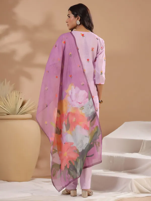 Stunning lilac purple cotton kurti set