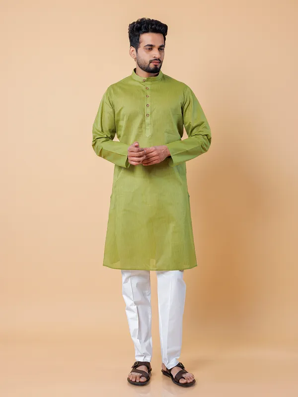 Stunning lime green stripe kurta suit