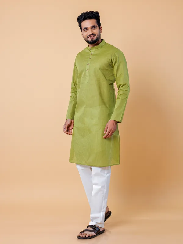 Stunning lime green stripe kurta suit