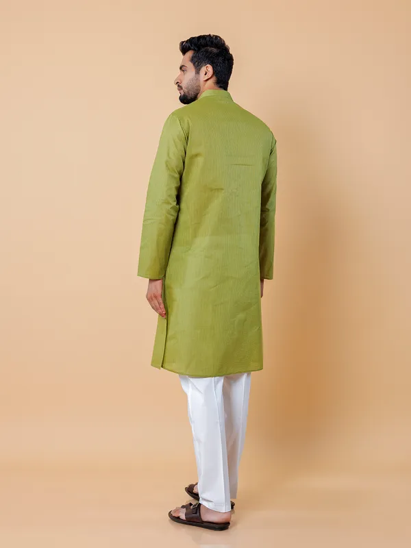 Stunning lime green stripe kurta suit