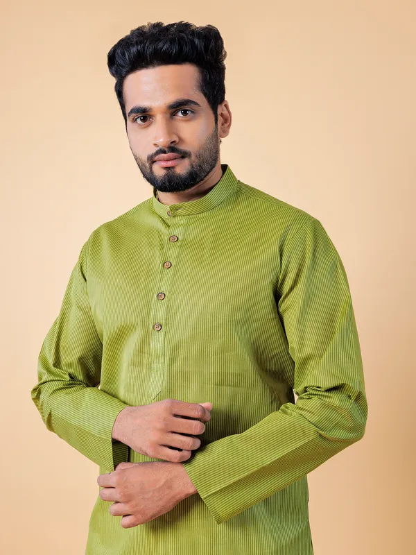 Stunning lime green stripe kurta suit