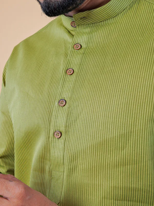 Stunning lime green stripe kurta suit