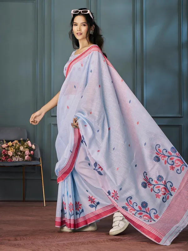 Stunning linen light purple saree