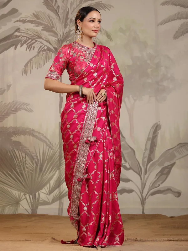 Stunning magenta dola silk saree