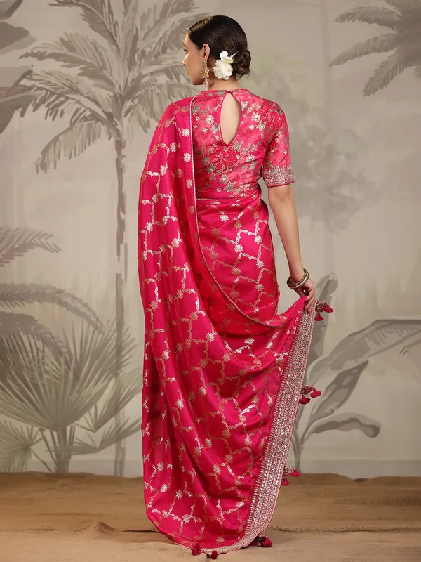 Stunning magenta dola silk saree