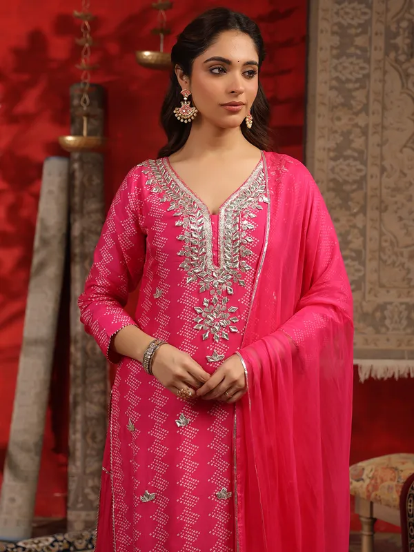 Stunning magenta printed kurti in silk