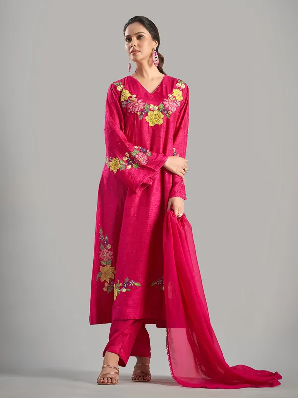 Stunning magenta silk salwar suit