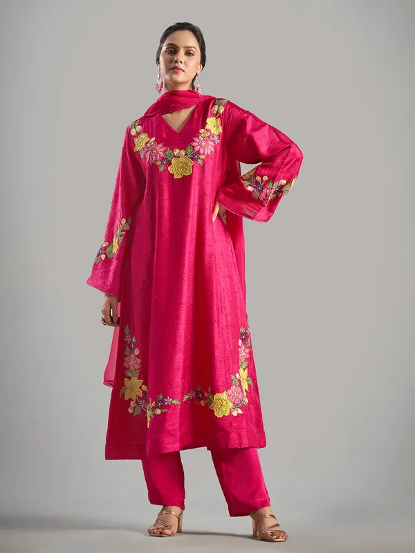 Stunning magenta silk salwar suit