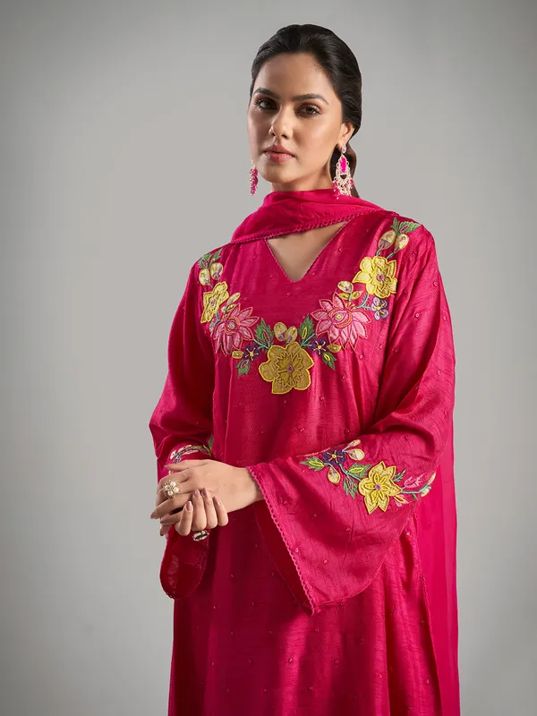 Stunning magenta silk salwar suit