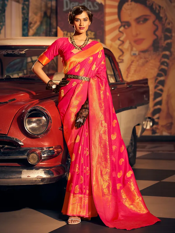 Stunning magenta silk saree for wedding