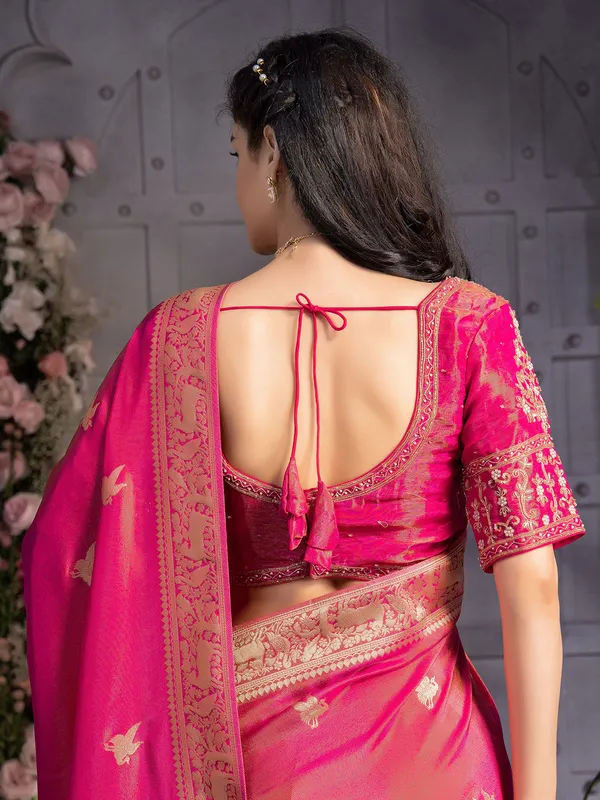 Stunning magenta tissue silk saree