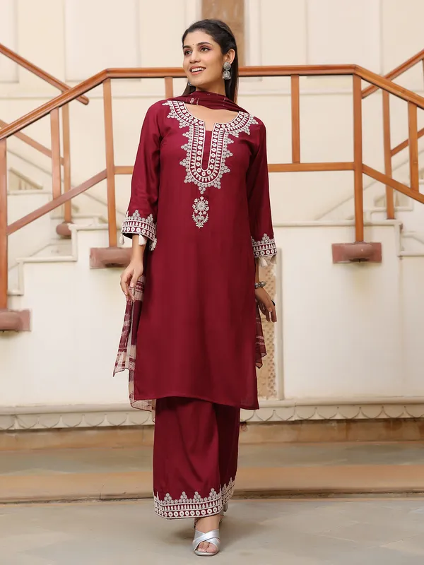 Stunning maroon cotton palazzo set