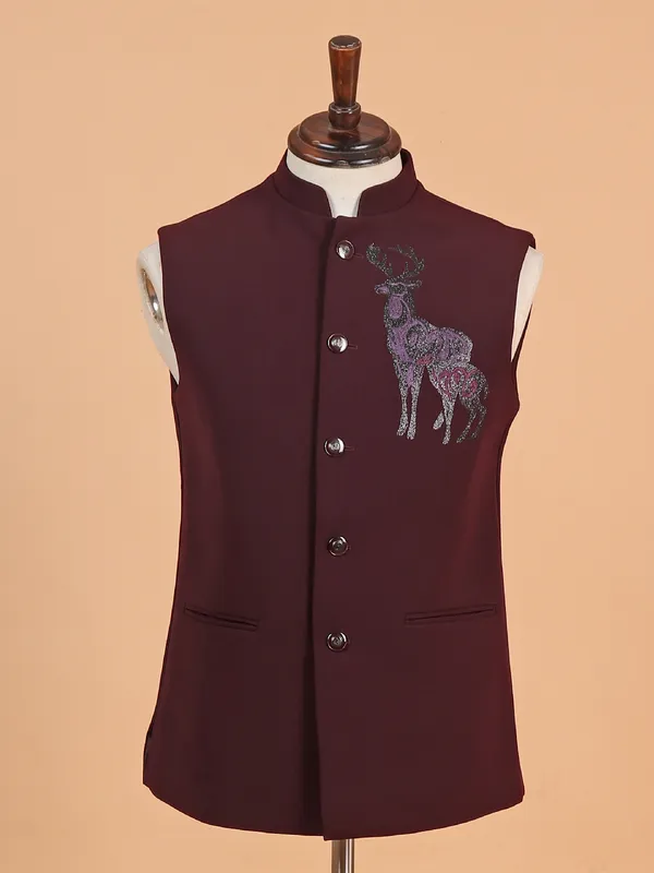 Stunning maroon terry rayon waistcoat
