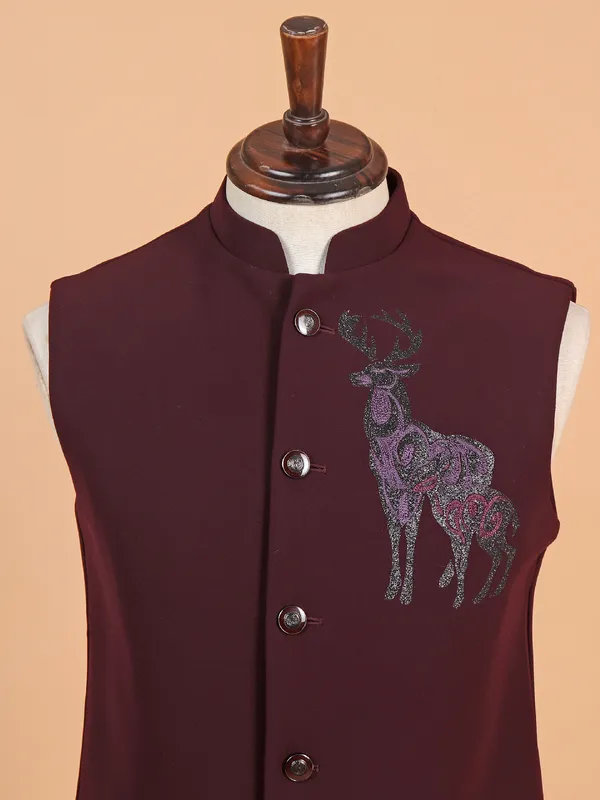 Stunning maroon terry rayon waistcoat