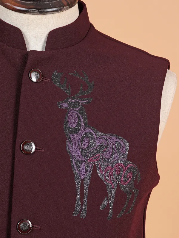 Stunning maroon terry rayon waistcoat
