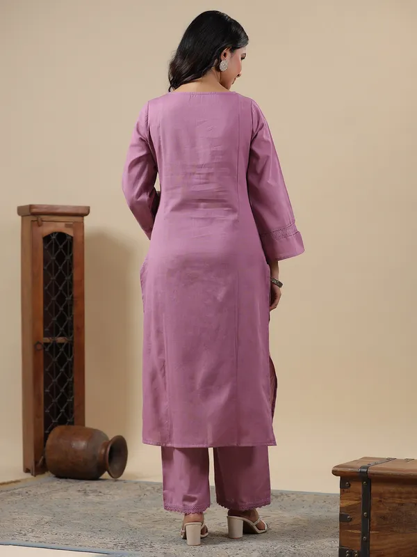 Stunning mauve pink cotton kurti set