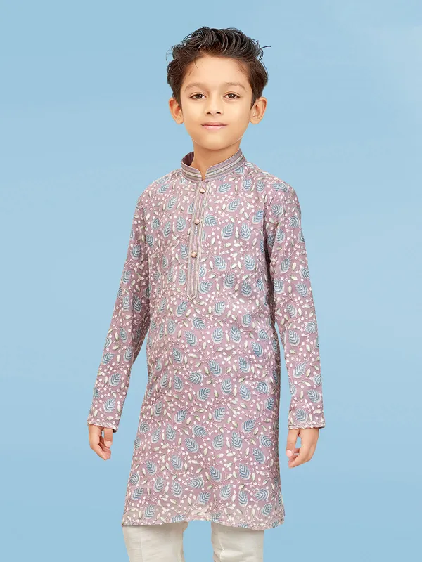 Stunning mauve pink georgette kurta pajama