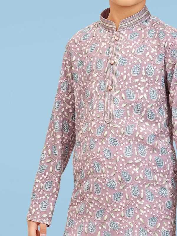 Stunning mauve pink georgette kurta pajama