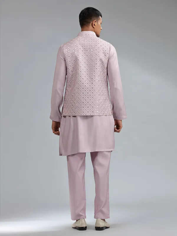Stunning mauve pink silk waistcoat set