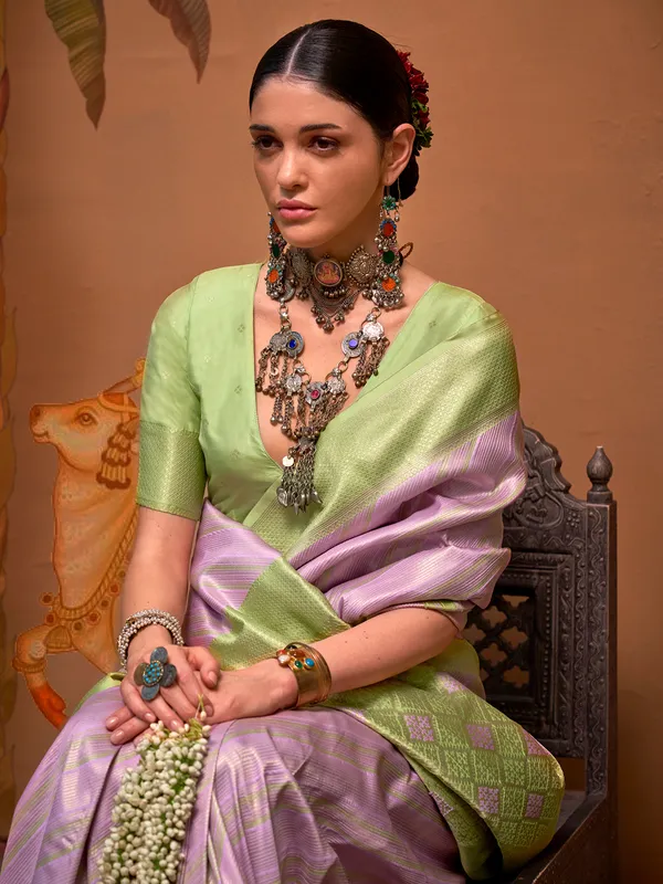 Stunning mauve purple silk saree