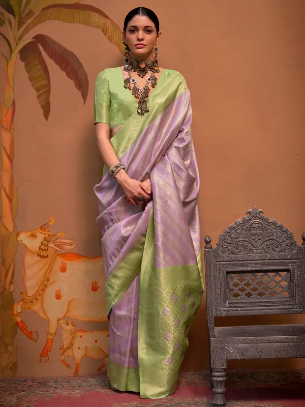Stunning mauve purple silk saree
