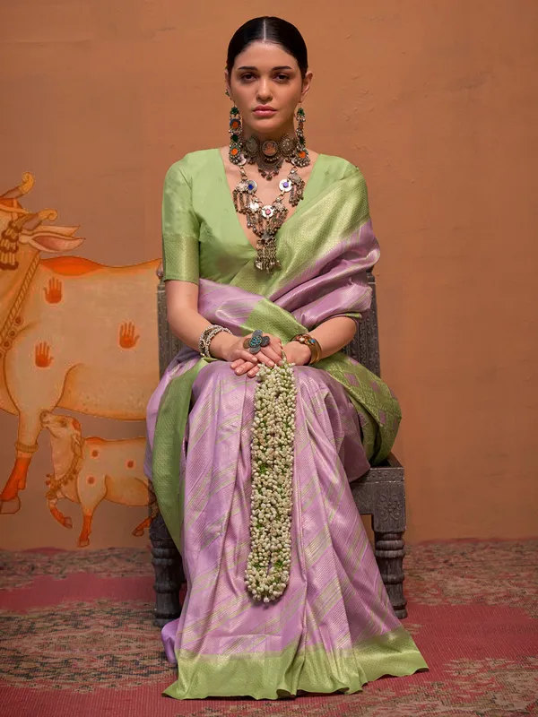 Stunning mauve purple silk saree