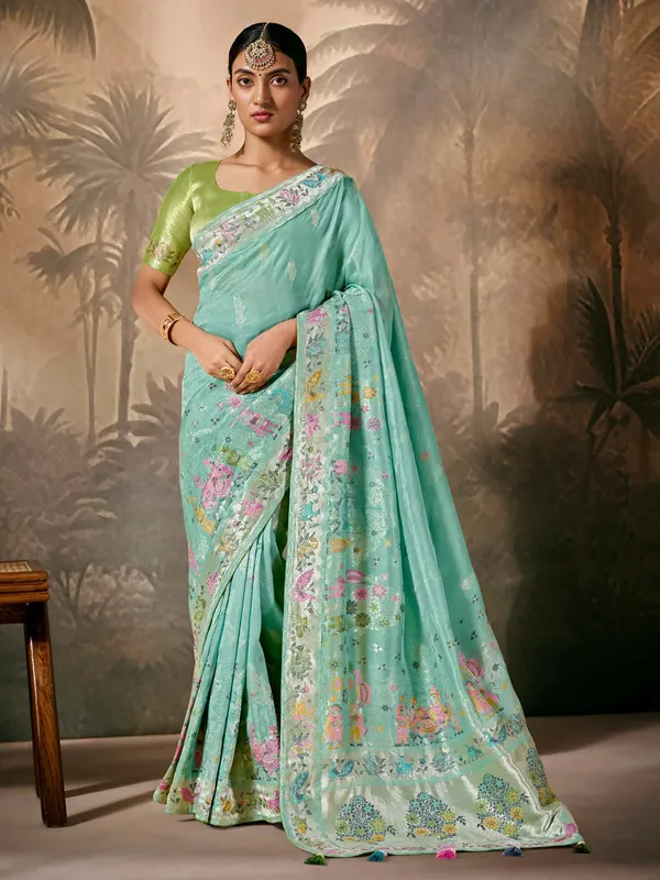 Stunning mint green paithani saree