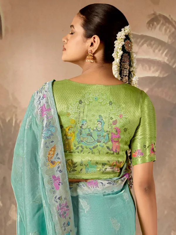 Stunning mint green paithani saree