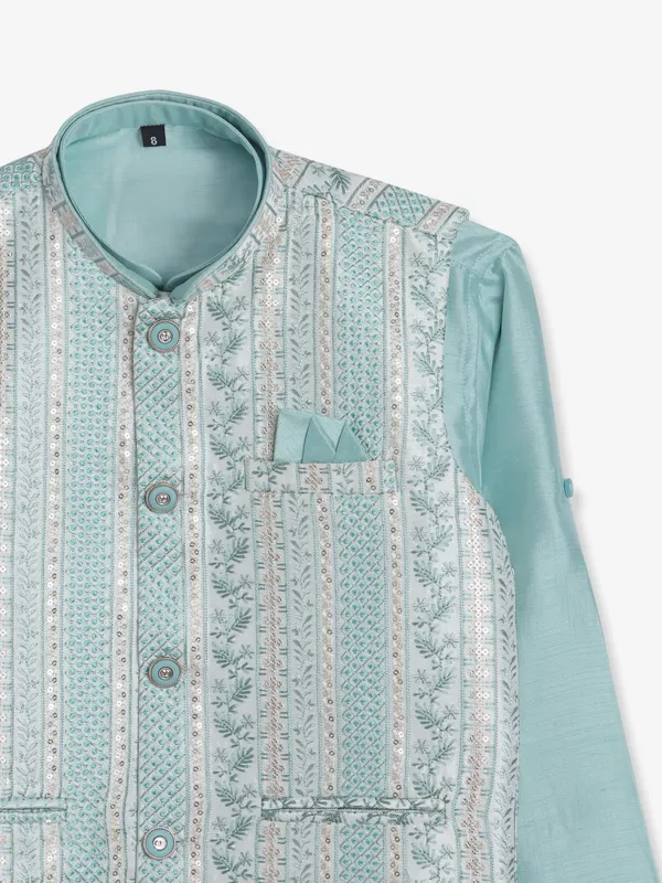 Stunning mint green silk waistcoat set