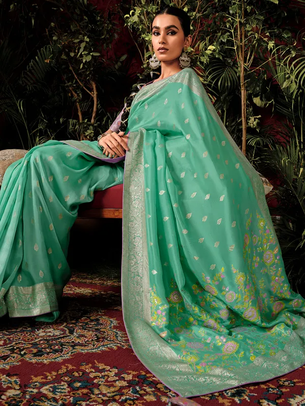 Stunning mint green wedding saree