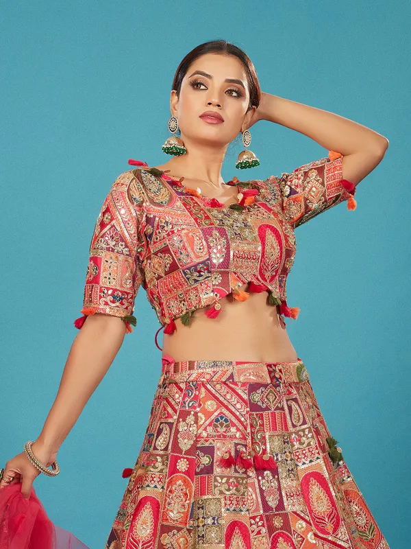 Stunning multi color embroidery lehenga choli