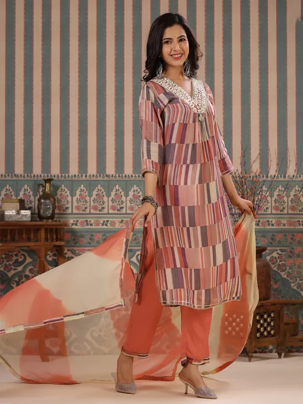 Stunning multi color soft silk kurti set