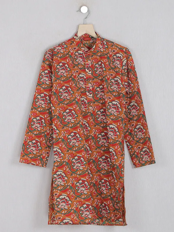 Stunning mustard cotton festive wear kurta