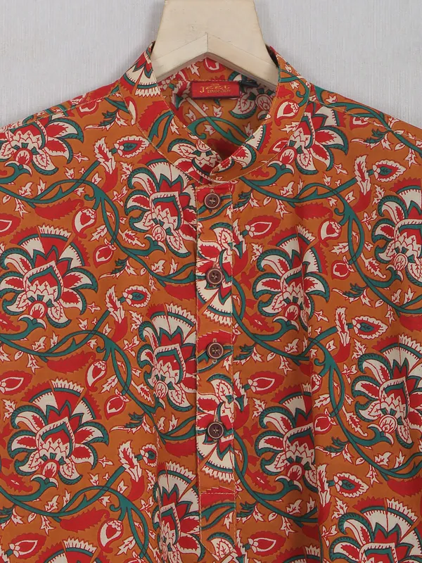 Stunning mustard cotton festive wear kurta