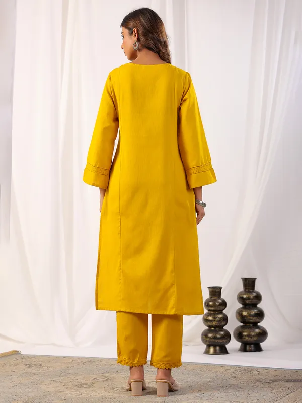 Stunning mustard yellow cotton kurti set