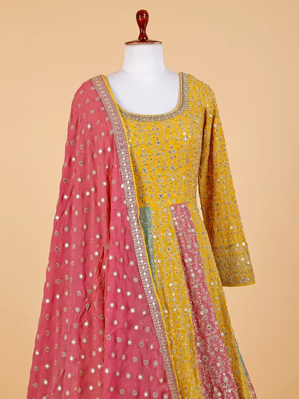 Stunning Mustard yellow floor length anarkali suit