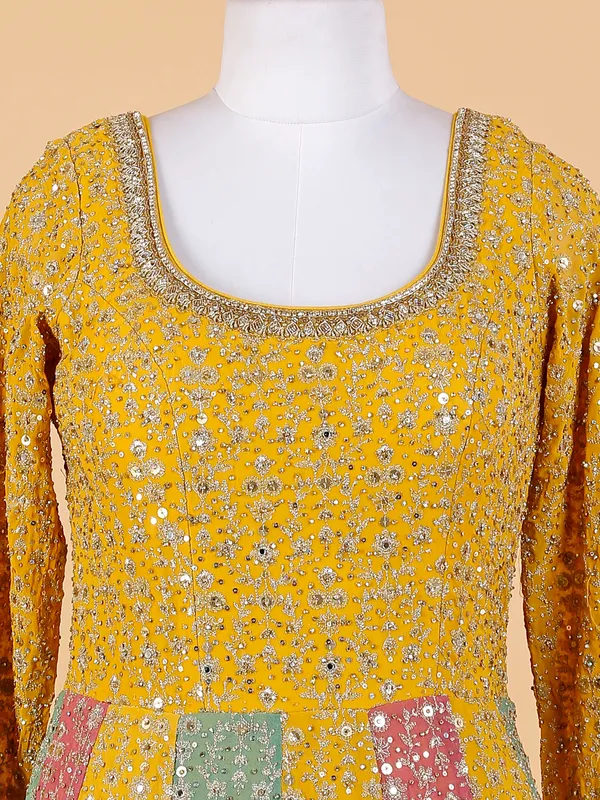 Stunning Mustard yellow floor length anarkali suit