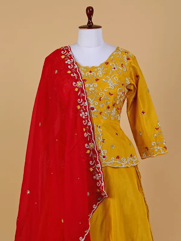 Stunning mustard yellow silk lehenga choli
