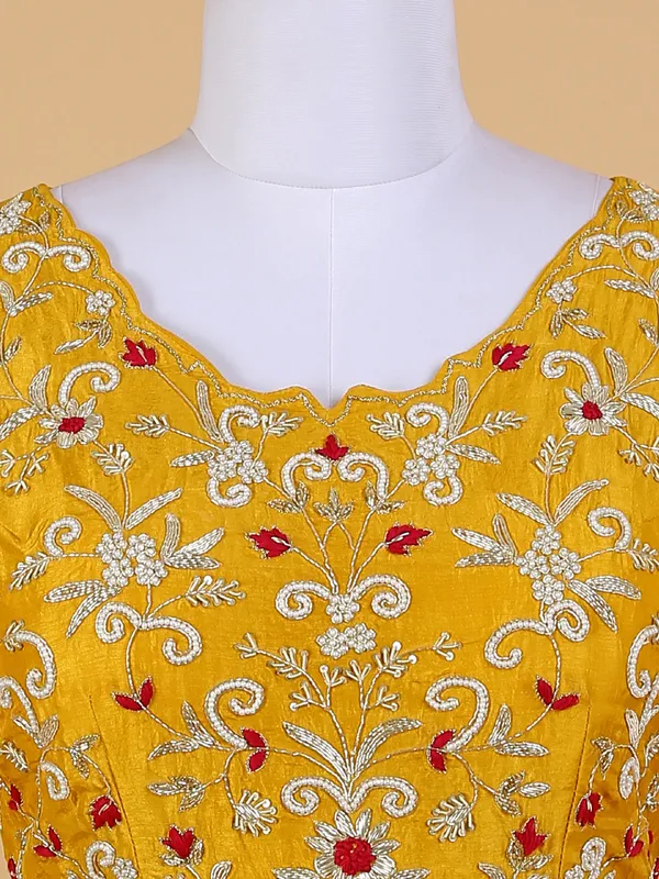 Stunning mustard yellow silk lehenga choli