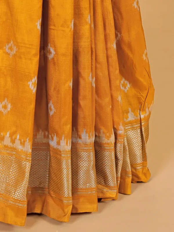 Stunning mustard yellow zari weaved banarasi silk saree