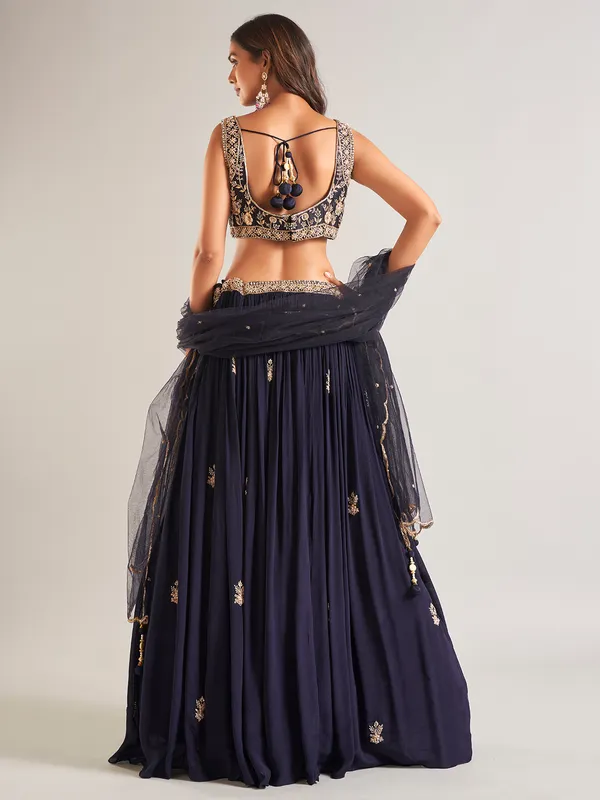 Stunning navy georgette lehenga choli with dupatta